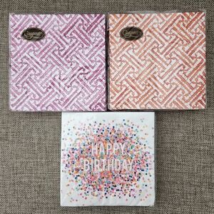 Caspari and Slant Collections Patterned Cocktail Napkins - Set of 3 NWT